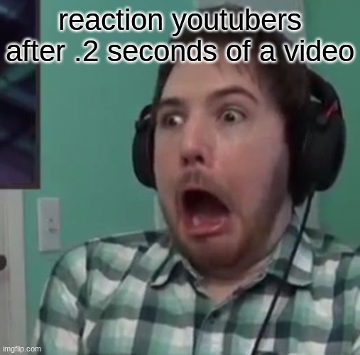 reaction vids be like | reaction youtubers after .2 seconds of a video | image tagged in that lost pause face doe | made w/ Imgflip meme maker