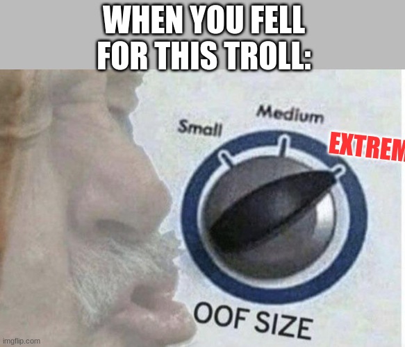 Oof size large | WHEN YOU FELL FOR THIS TROLL: EXTREME | image tagged in oof size large | made w/ Imgflip meme maker