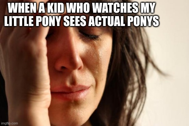 First World Problems | WHEN A KID WHO WATCHES MY LITTLE PONY SEES ACTUAL PONYS | image tagged in memes,first world problems | made w/ Imgflip meme maker