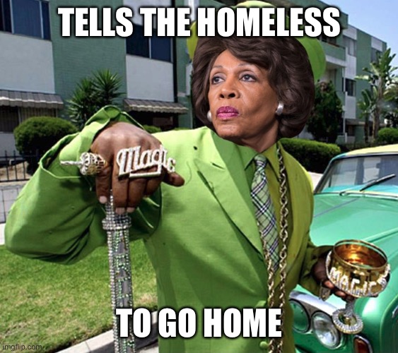 Let Them Go Home! | TELLS THE HOMELESS; TO GO HOME | image tagged in maxine waters poverty pimp | made w/ Imgflip meme maker