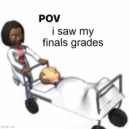clever title | i saw my finals grades | image tagged in pov,meme,school,exam,finals | made w/ Imgflip meme maker