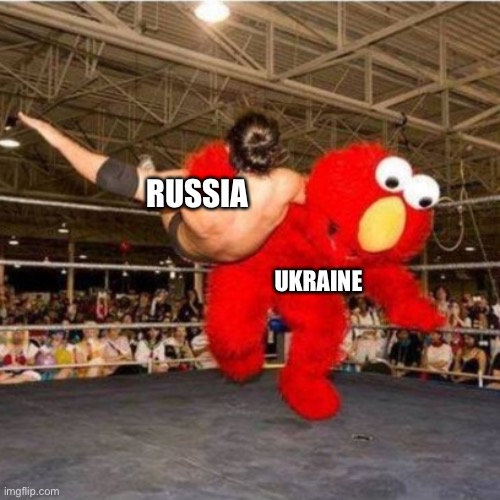 Elmo wrestling | RUSSIA; UKRAINE | image tagged in elmo wrestling | made w/ Imgflip meme maker