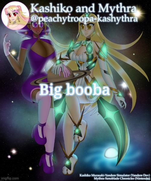Kashiko Murasaki and Mythra | Big booba | image tagged in kashiko murasaki and mythra | made w/ Imgflip meme maker
