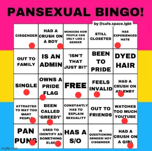 me when the | image tagged in pansexual bingo | made w/ Imgflip meme maker