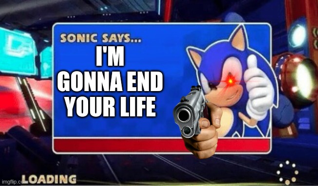 Sonic Says (not cringe version) | I'M GONNA END YOUR LIFE | image tagged in sonic says | made w/ Imgflip meme maker