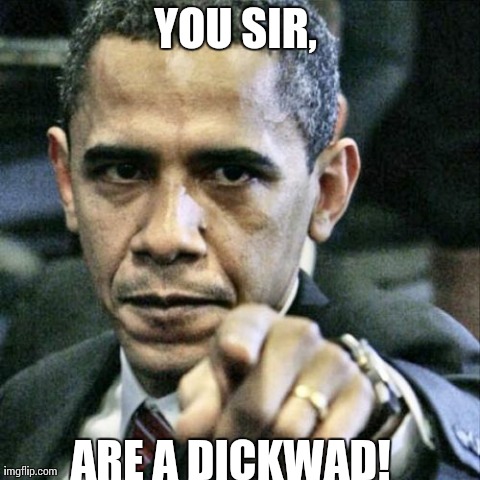 Pissed Off Obama Meme | YOU SIR,  ARE A DICKWAD! | image tagged in memes,pissed off obama | made w/ Imgflip meme maker