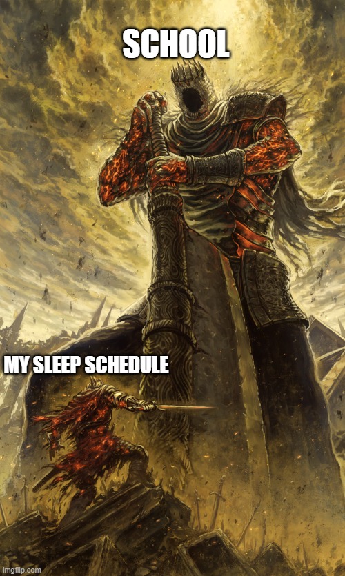 school sucks! | SCHOOL; MY SLEEP SCHEDULE | image tagged in big vs little | made w/ Imgflip meme maker