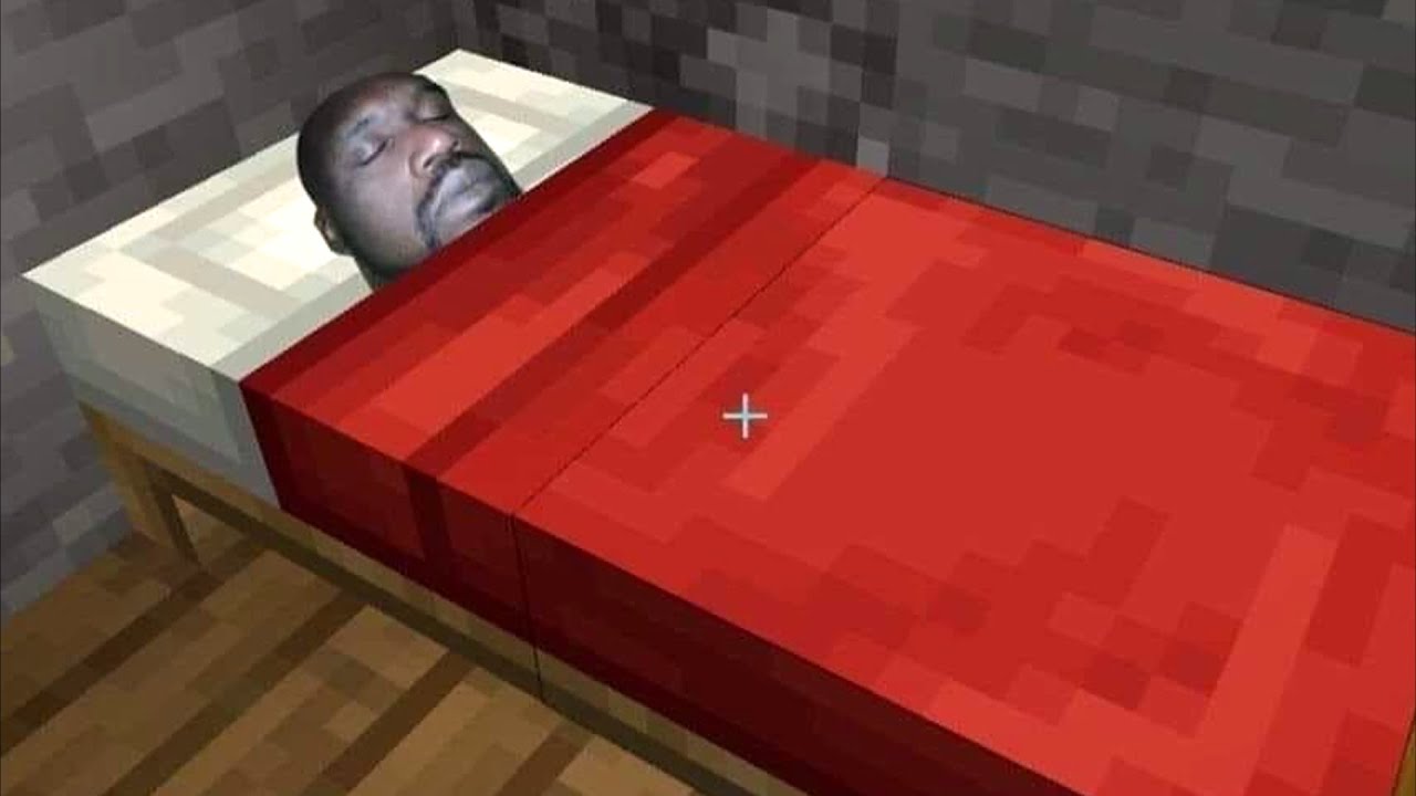 black guy sleeping in minecraft bed Blank Meme Template