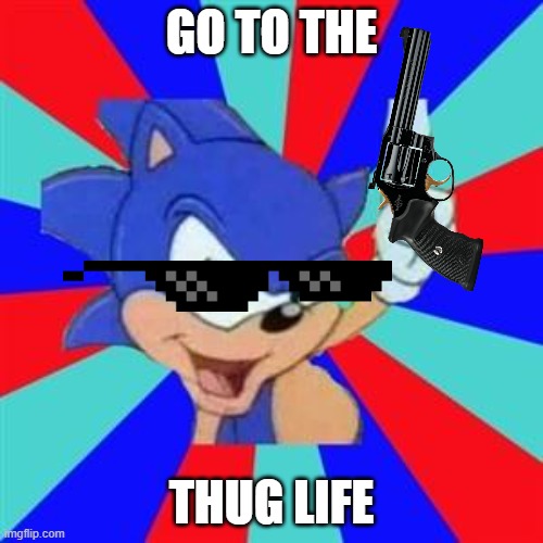 Sonic sez | GO TO THE; THUG LIFE | image tagged in sonic sez | made w/ Imgflip meme maker