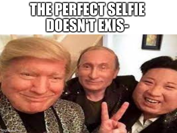 dam that a good photo |  THE PERFECT SELFIE 
DOESN'T EXIS- | image tagged in donald trump,vladimir putin,kim jong un,why are you reading this | made w/ Imgflip meme maker