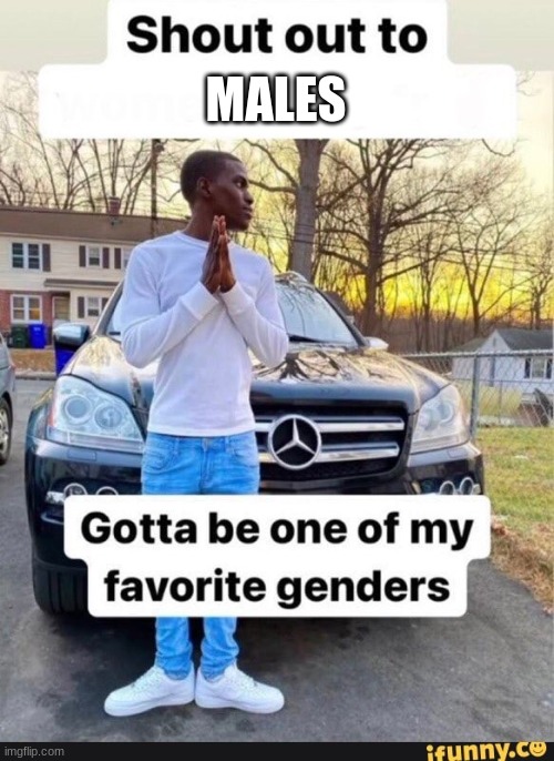 gotta be one of my favorite genders | MALES | image tagged in gotta be one of my favorite genders | made w/ Imgflip meme maker