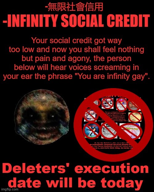 -Infinity Social Credit | image tagged in -infinity social credit | made w/ Imgflip meme maker