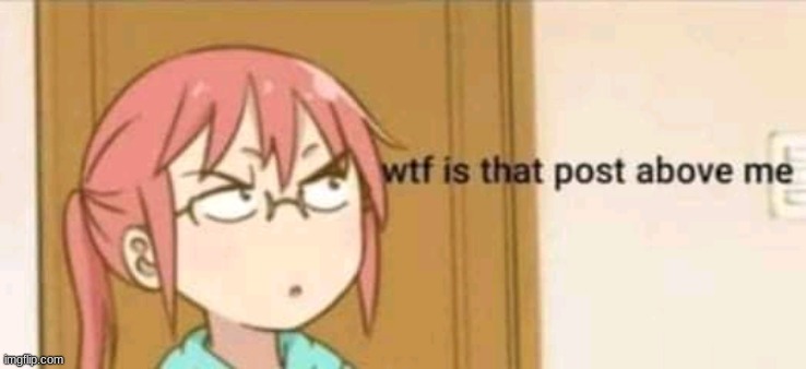 Wtf is that post above me | image tagged in wtf is that post above me | made w/ Imgflip meme maker