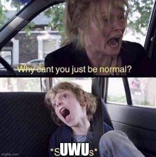 Why Can't You Just Be Normal | UWU | image tagged in why can't you just be normal | made w/ Imgflip meme maker