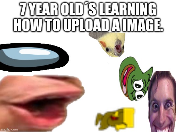 7 year olds | 7 YEAR OLD´S LEARNING HOW TO UPLOAD A IMAGE. | image tagged in image spam | made w/ Imgflip meme maker