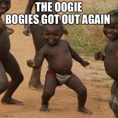 Third World Success Kid Meme | THE OOGIE BOGIES GOT OUT AGAIN | image tagged in memes,third world success kid | made w/ Imgflip meme maker