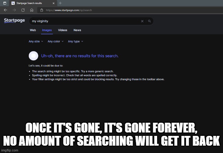 What's lost is lost | ONCE IT'S GONE, IT'S GONE FOREVER, NO AMOUNT OF SEARCHING WILL GET IT BACK | image tagged in fun,website,websites,words | made w/ Imgflip meme maker