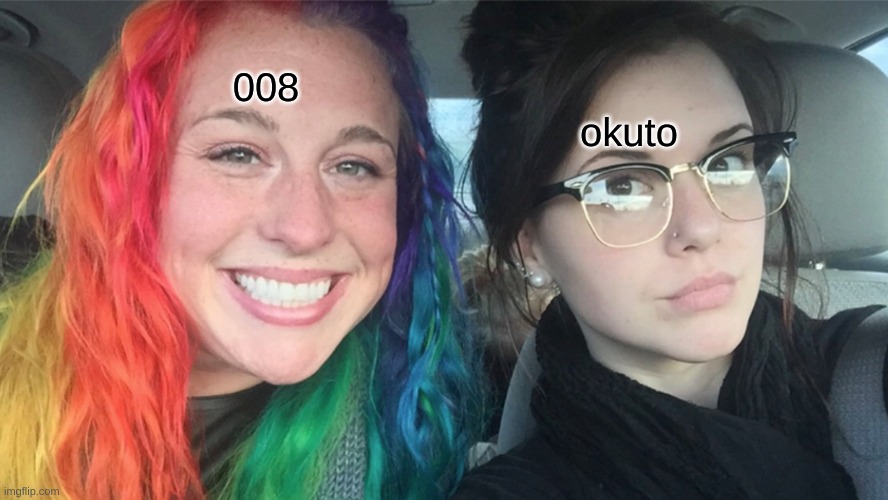 Rainbow hair vs Dark hair | 008 okuto | image tagged in rainbow hair vs dark hair | made w/ Imgflip meme maker