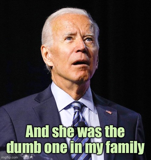Joe Biden | And she was the dumb one in my family | image tagged in joe biden | made w/ Imgflip meme maker