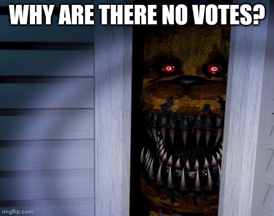 Golden Freddy in Closet | WHY ARE THERE NO VOTES? | image tagged in golden freddy in closet | made w/ Imgflip meme maker