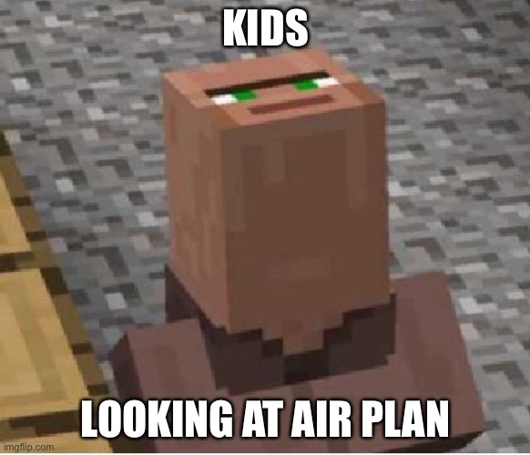 Minecraft Villager Looking Up | KIDS; LOOKING AT AIR PLANES | image tagged in minecraft villager looking up | made w/ Imgflip meme maker