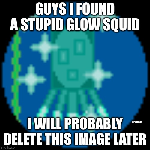 why does this even exsist | GUYS I FOUND A STUPID GLOW SQUID; I WILL PROBABLY DELETE THIS IMAGE LATER; NOT LITERALLY | image tagged in glow squid | made w/ Imgflip meme maker