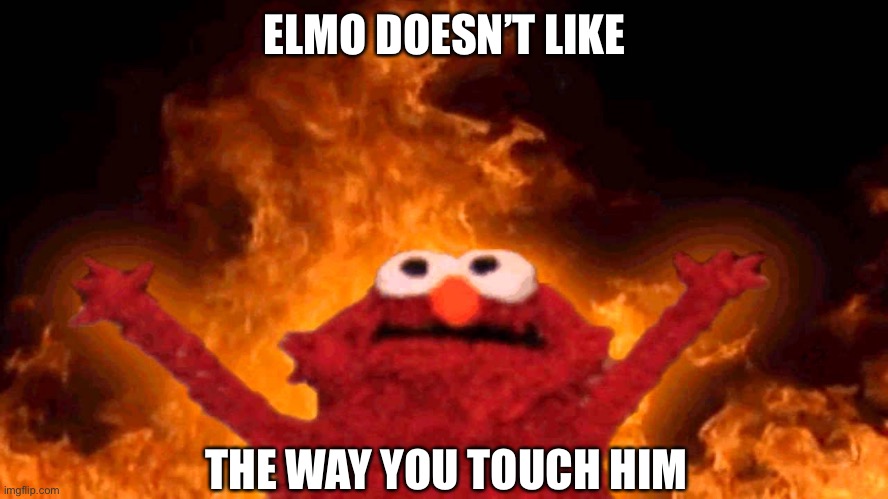 Elmo don’t like the bad touch | ELMO DOESN’T LIKE; THE WAY YOU TOUCH HIM | image tagged in elmo fire,bad touch,touch | made w/ Imgflip meme maker