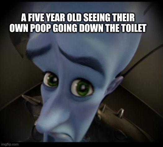 NO POOP | A FIVE YEAR OLD SEEING THEIR OWN POOP GOING DOWN THE TOILET | image tagged in no bitches | made w/ Imgflip meme maker