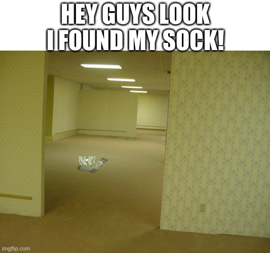 The Backrooms | HEY GUYS LOOK I FOUND MY SOCK! | image tagged in the backrooms | made w/ Imgflip meme maker