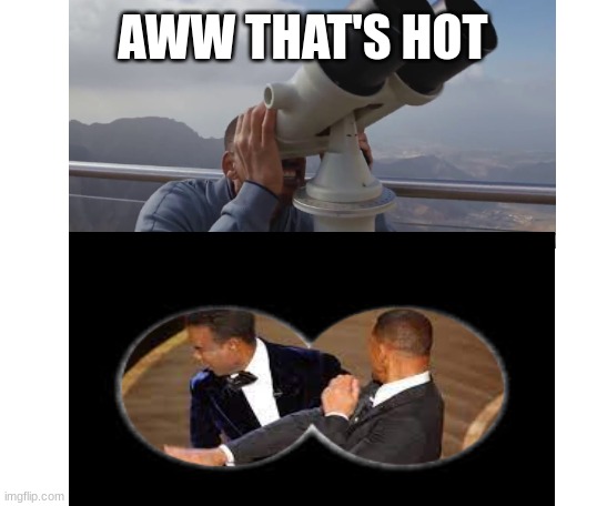 Two Will Smith Memes Combine Into One | AWW THAT'S HOT | image tagged in memes,will smith,will smith punching chris rock | made w/ Imgflip meme maker