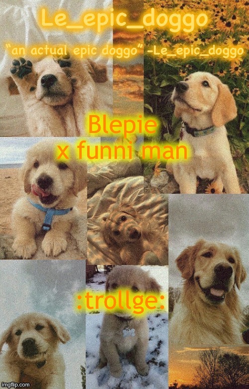 Doggo temp by doggo. Wait what that’s confusing | Blepie x funni man; :trollge: | image tagged in doggo temp by doggo wait what that s confusing | made w/ Imgflip meme maker