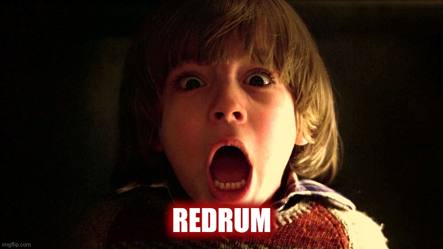 Danny shining Redrum | REDRUM | image tagged in danny shining redrum | made w/ Imgflip meme maker