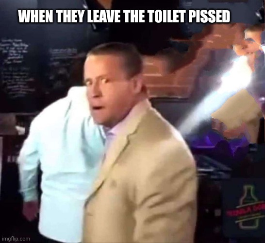 Pissed Alfredo | WHEN THEY LEAVE THE TOILET PISSED | image tagged in furious mad violent alfredo | made w/ Imgflip meme maker