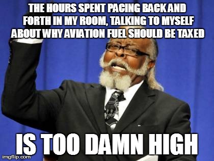Too Damn High Meme | THE HOURS SPENT PACING BACK AND FORTH IN MY ROOM, TALKING TO MYSELF ABOUT WHY AVIATION FUEL SHOULD BE TAXED IS TOO DAMN HIGH | image tagged in memes,too damn high,AdviceAnimals | made w/ Imgflip meme maker