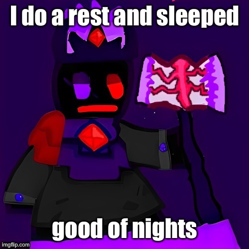 Future funni man | I do a rest and sleeped; good of nights | image tagged in future funni man | made w/ Imgflip meme maker