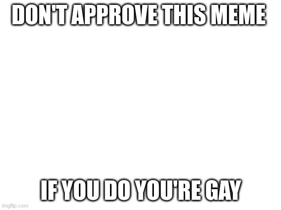 Blank White Template | DON'T APPROVE THIS MEME; IF YOU DO YOU'RE GAY | image tagged in blank white template | made w/ Imgflip meme maker