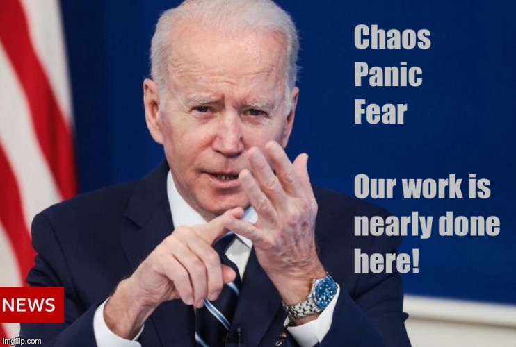 Joe Biden | image tagged in joe biden,chaos panic fear,job,done | made w/ Imgflip meme maker
