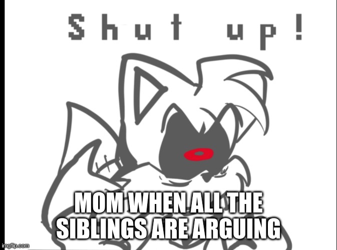 Parenting | MOM WHEN ALL THE SIBLINGS ARE ARGUING | image tagged in sonicexe | made w/ Imgflip meme maker