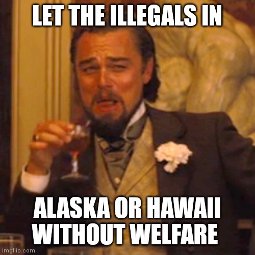 Alaska has room | LET THE ILLEGALS IN; ALASKA OR HAWAII WITHOUT WELFARE | image tagged in memes,laughing leo | made w/ Imgflip meme maker