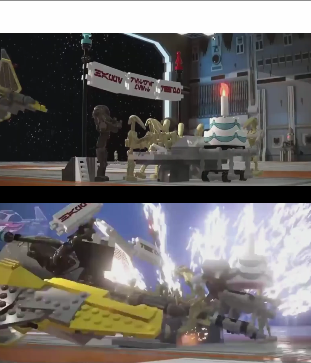 High Quality Moments before disaster (lego star wars the skywalker saga) Blank Meme Template