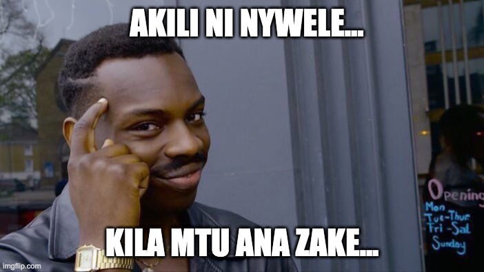 AKILI NI NYWELE... | AKILI NI NYWELE... KILA MTU ANA ZAKE... | image tagged in memes,roll safe think about it | made w/ Imgflip meme maker