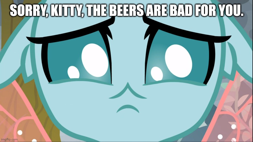 Sad Ocellus (MLP) | SORRY, KITTY, THE BEERS ARE BAD FOR YOU. | image tagged in sad ocellus mlp | made w/ Imgflip meme maker