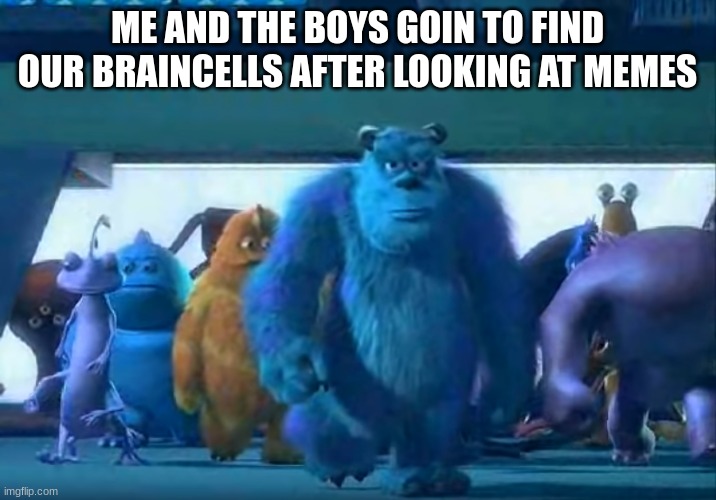 *insert clever title here* | ME AND THE BOYS GOIN TO FIND OUR BRAINCELLS AFTER LOOKING AT MEMES | image tagged in me and the boys,insert clever title here,braincells | made w/ Imgflip meme maker