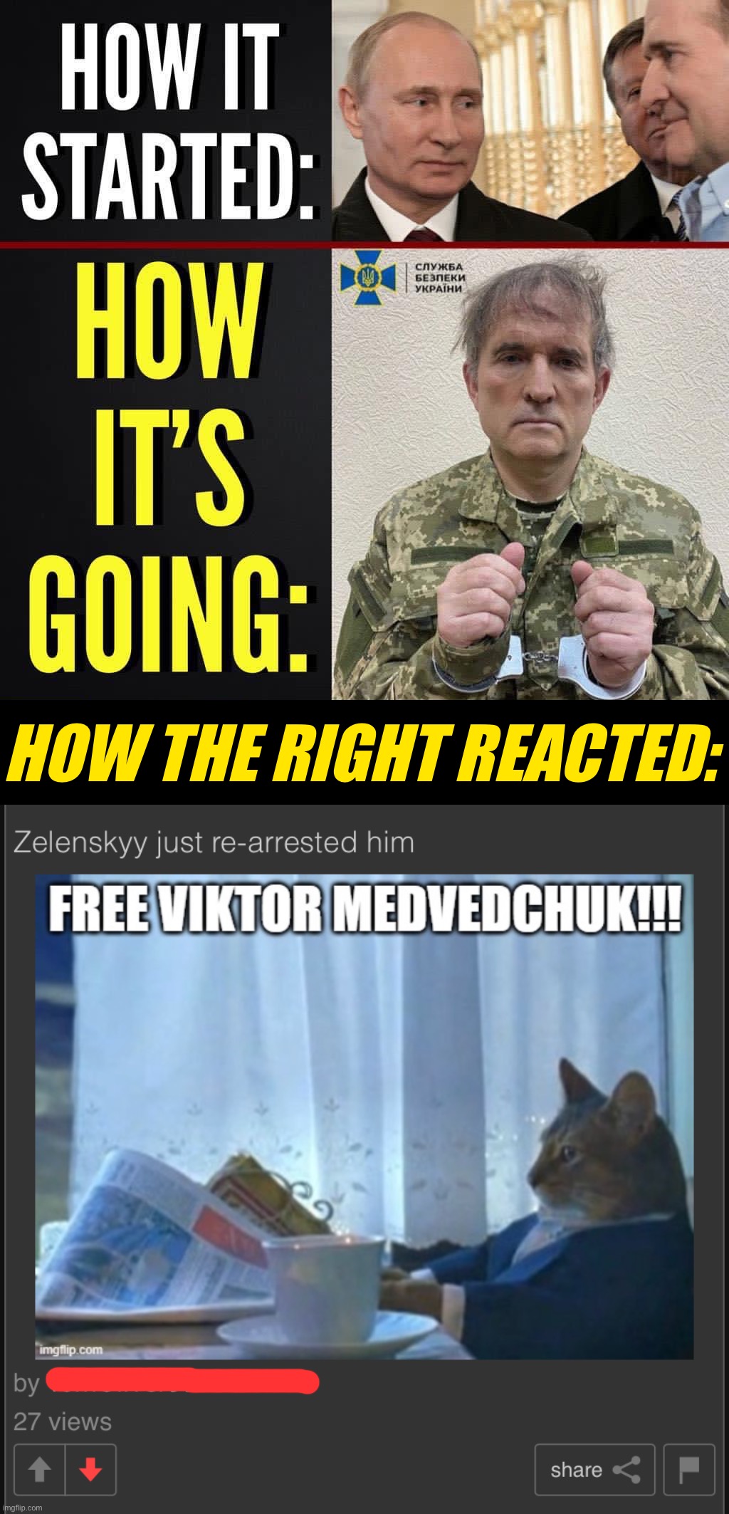 Meet Viktor Medvedchuk: Putin ally, short-lister for Ukrainian puppet, now arrested for treason. Putin stans hate it! | HOW THE RIGHT REACTED: | image tagged in viktor medvedchuk | made w/ Imgflip meme maker