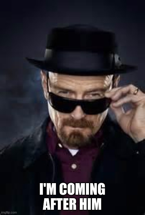 heisenberg deal with it | I'M COMING AFTER HIM | image tagged in heisenberg deal with it | made w/ Imgflip meme maker