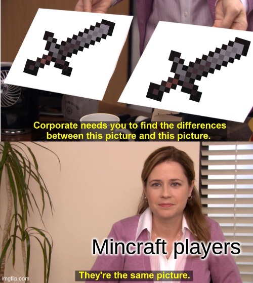They're The Same Picture Meme | Mincraft players | image tagged in memes,they're the same picture | made w/ Imgflip meme maker