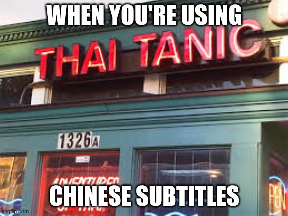 Chinese Subtitles | WHEN YOU'RE USING; CHINESE SUBTITLES | image tagged in memes | made w/ Imgflip meme maker