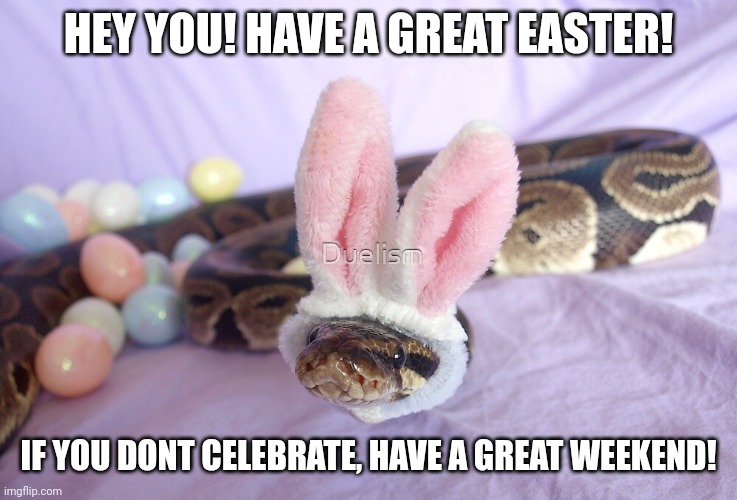 HEY YOU! HAVE A GREAT EASTER! IF YOU DONT CELEBRATE, HAVE A GREAT WEEKEND! | image tagged in easter | made w/ Imgflip meme maker