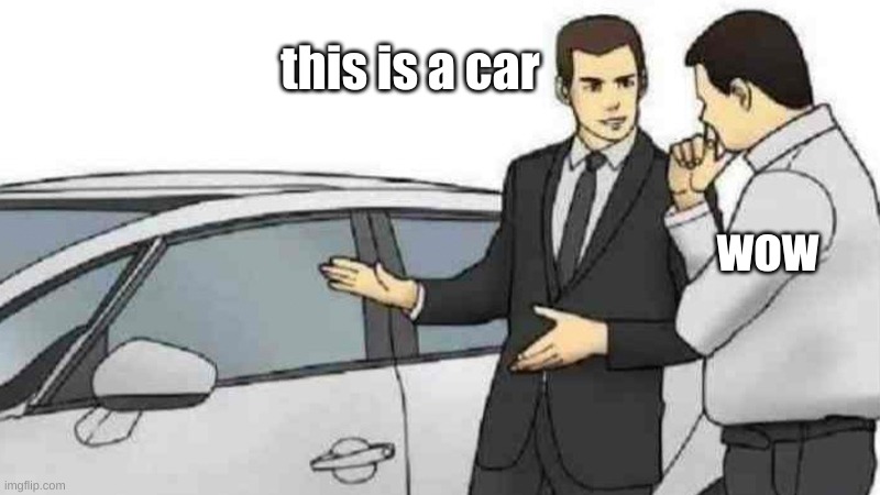 Car Salesman Slaps Roof Of Car Meme |  this is a car; wow | image tagged in memes,car salesman slaps roof of car | made w/ Imgflip meme maker