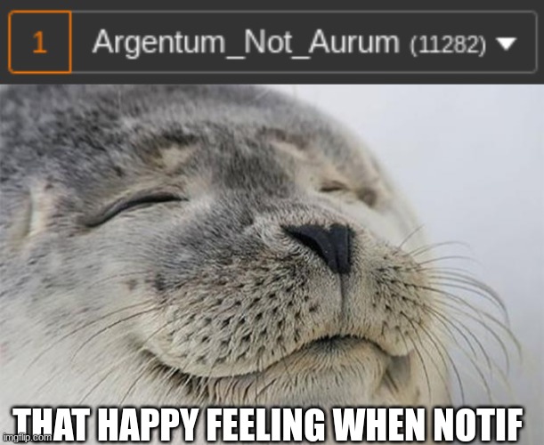THAT HAPPY FEELING WHEN NOTIF | image tagged in memes,satisfied seal | made w/ Imgflip meme maker